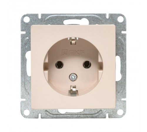 Механизм розетки, 16А, с заземлением, без шторок, кремовый Эпика  UP1-SOI-110 EKF