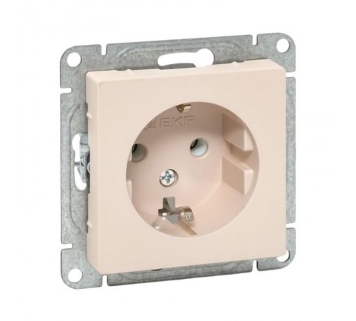 Механизм розетки, 16А, с заземлением, без шторок, кремовый Эпика  UP1-SOI-110 EKF