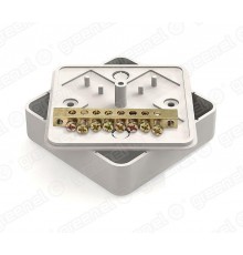 Коробка уравнивания потенциалов (КУП) 75х75х20мм с шиной 6х9, 8групп, наклейка "заземление",  БЕЛЫЙ GE41214-01  GREENEL