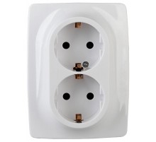 Розетка 2-ая с заземлением 16A-250В IP20 Эра12 белый  Б0031228  ЭРА