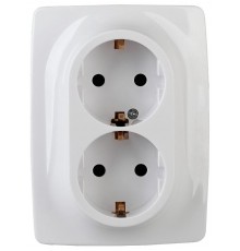 12-2006-01  Розетка 2-ая с заземлением, 16А-250В, б.л., Эра12, белый  Б0038808  ЭРА