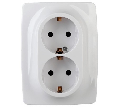 Розетка 2-ая с заземлением 16A-250В IP20 Эра12 белый  Б0031228  ЭРА