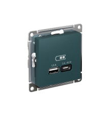 AtlasDesign Изумруд USB Розетка A + тип-C 45W высокоскоростной заряд QC PD  ATN000829  SE