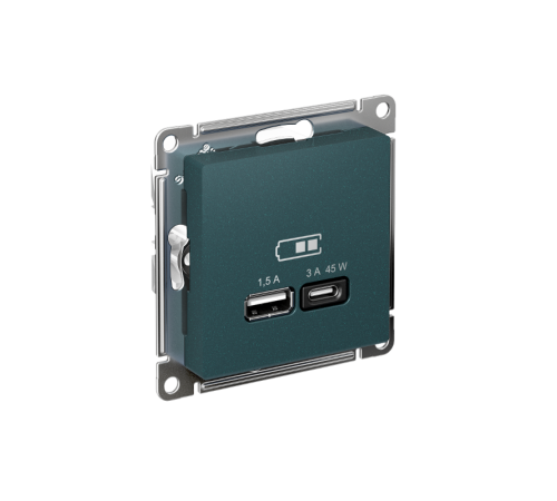 AtlasDesign Изумруд USB Розетка A + тип-C 45W высокоскоростной заряд QC PD  ATN000829  SE