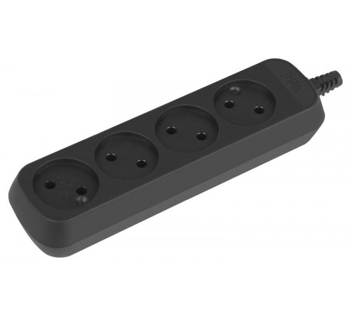 Колодка ЭРА KX-4-B 4 розетки без зазeмления черная   Б0061705  ЭРА