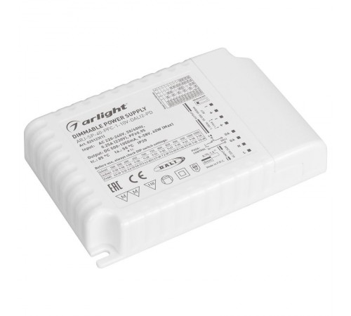 Блок питания ARJ-SP-40-PFC-1-10V-DALI2-PD (40W, 500-1050mA) (Arlight, IP20 Пластик, 5 лет)  025123(1)  Arlight