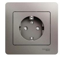 Glossa Платина Розетка с заземлением со шторками (в сборе)  GSL001244  SE