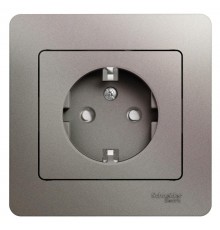 Glossa Платина Розетка с заземлением со шторками (в сборе)  GSL001244  SE