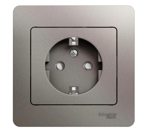 Glossa Платина Розетка с заземлением со шторками (в сборе)  GSL001244  SE