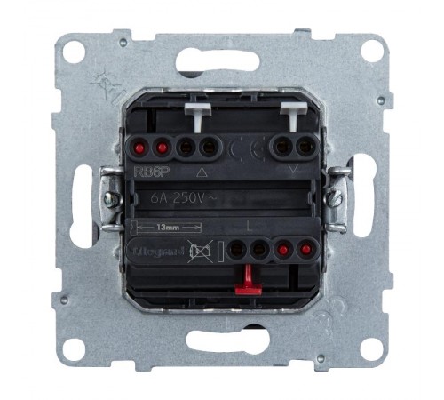 SUNO Переключатель кнопочный для жалюзи и рольставней 6А 250В. Безвинтовые зажимы. Цвет "Алюминий"  721338  Legrand