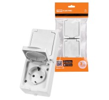 Розетка двойная 2П+З (вертикальная) открытой установки IP54 16А белая "Вуокса"  SQ1803-1009  TDM