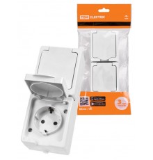 Розетка двойная 2П+З (вертикальная) открытой установки IP54 16А белая "Вуокса"  SQ1803-1009  TDM