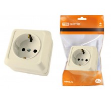 Розетка 2П+З открытой установки IP20 16А, сл. кость "Ладога"   SQ1801-0016  TDM