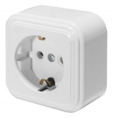 Розетка 1-местная с заземляющим контактом, 250В, 16А, IP20, PST16-21-20 (RA 16-133-Б), белый  39689  STEKKER