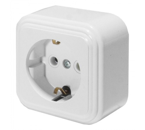 Розетка 1-местная с заземляющим контактом, 250В, 16А, IP20, PST16-21-20 (RA 16-133-Б), белый  39689  STEKKER