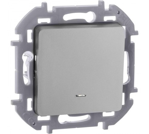 Inspiria Алюминий Выключатель 1-клавишный с подсветкой С/У без рамки 673612  Legrand