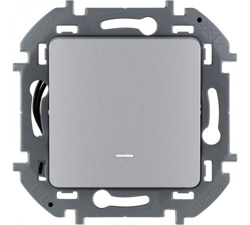 Inspiria Алюминий Выключатель 1-клавишный с подсветкой С/У без рамки 673612  Legrand