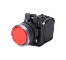 Кнопка SB5 с подсвет в сборе модуль 22мм красная пластик 230-240ВAC 1НЗ  SB5AW34M2  SE