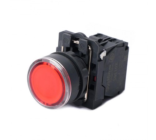 Кнопка SB5 с подсвет в сборе модуль 22мм красная пластик 230-240ВAC 1НЗ  SB5AW34M2  SE