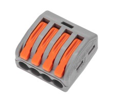 Универсальная клемма СМК 222-414, 4-проводная серая 0,08-2,5/4 мм (50 шт/уп)  07-5254-4  REXANT