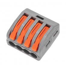 Универсальная клемма СМК 222-414, 4-проводная серая 0,08-2,5/4 мм (50 шт/уп)  07-5254-4  REXANT