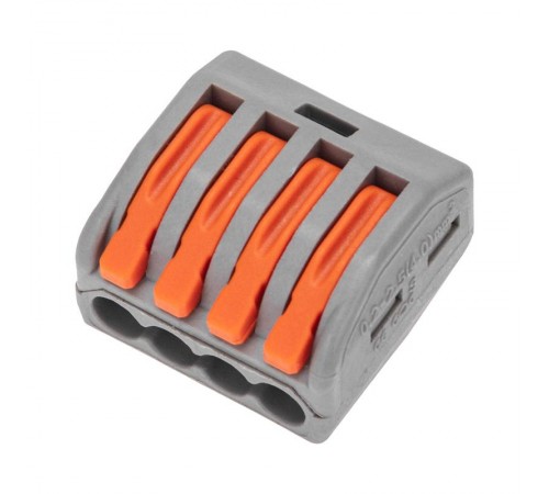 Универсальная клемма СМК 222-414, 4-проводная серая 0,08-2,5/4 мм (50 шт/уп)  07-5254-4  REXANT