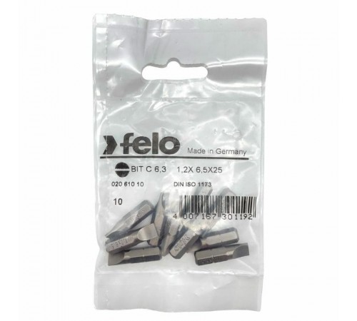 Бита плоская шлицевая серия Industrial SL 6,5x1,2 10 шт  02061010  Felo