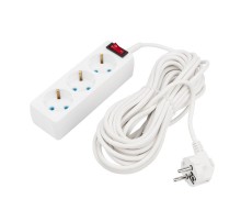 Удлинитель 3 гнезда, 10 м, 3х0.75 кв.мм, с/з, с кнопкой, белый  11-7207  PROconnect