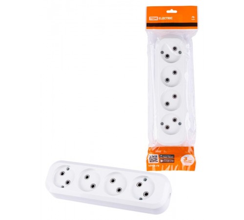 Колодка розеточная 4 гнезда 2П б/з 10А 250В белая   SQ1806-0011  TDM