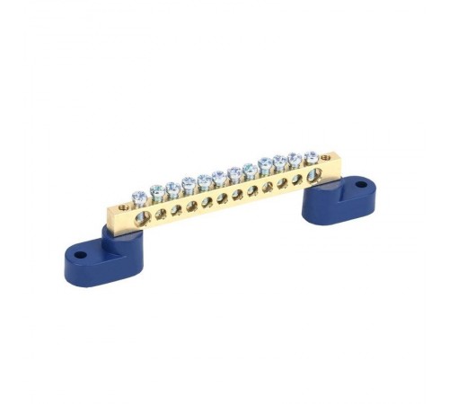 Шина "N" нулевая 8x12мм 12/2 (12 групп/крепеж по краям) с двумя угловыми изоляторами (10 шт/уп)  PR08.28943  Промрукав