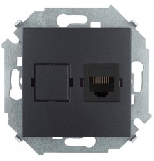 Simon 15 Графит Розетка компьютерная RJ45 кат.5е, Systimax  1591598-038  Simon