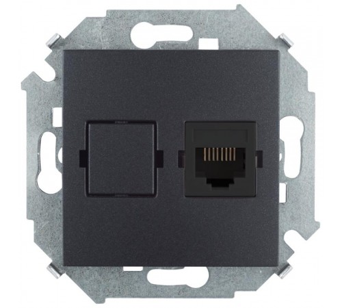 Simon 15 Графит Розетка компьютерная RJ45 кат.5е, Systimax  1591598-038  Simon