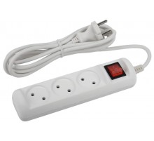 U-3s-1,5m-2x1 Удлин-ль без заземл, с выкл, 3гн, 1,5м, ПВС, 2х1мм2, 10А (20/720)  Б0044049  ЭРА