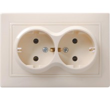 КВАРТА Кремовый Розетка 2-местная керамическая с заземлением 16А РС12-3-Км  ERK21-K33-16-K  GENERICA