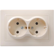 КВАРТА Кремовый Розетка 2-местная керамическая с заземлением 16А РС12-3-Км  ERK21-K33-16-K  GENERICA