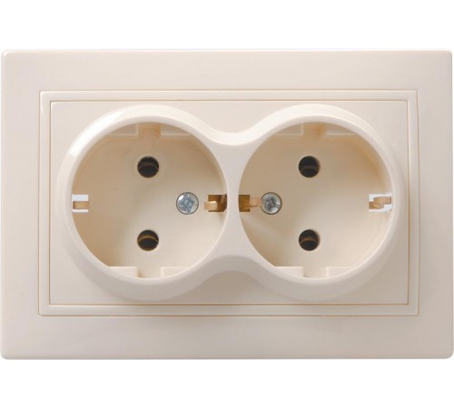 КВАРТА Кремовый Розетка 2-местная с заземлением 16А РС12-3-ККм  ERK24-K33-16-DM  GENERICA