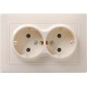 КВАРТА Кремовый Розетка 2-местная с заземлением 16А РС12-3-ККм  ERK24-K33-16-DM  GENERICA