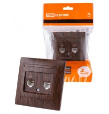 Розетка телефонная RJ11 + компьютерная RJ45 венге "Лама"  SQ1815-0419  TDM