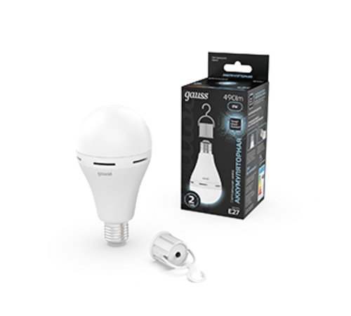 Лампа светодиодная A60 8W 490lm 4100K E27 с Li-Ion аккумулятором LED 1/25  102402208  Gauss