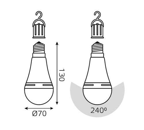 Лампа светодиодная A60 8W 490lm 4100K E27 с Li-Ion аккумулятором LED 1/25  102402208  Gauss