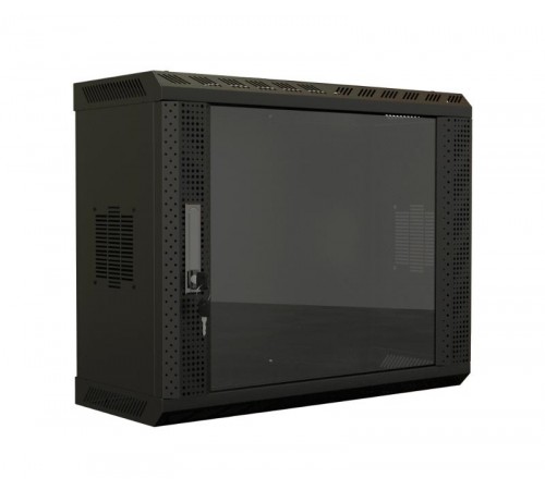 TWS-0625-GP-RAL9004 Шкаф настенный 19-дюймовый (19"), 6U, 367х600х250, со стеклянной дверью, (собранный)  447458  Hyperline