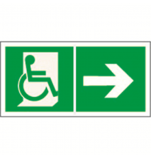 Знак безопасности BL-2915B.E73"Напр. движения к эвакуац. выходу МГН направо"  a18506  Белый свет