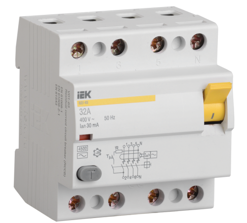 Выключатель дифференциальный (УЗО) ВД1-63 4Р 25А 10мА тип А  MDV11-4-025-010  IEK