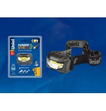 Фонарь налобный  S-HL017-C Black Стандарт "Hawkeye- 3Watt+" пластик COB, 3хААА н/к. Упаковка кламшелл.  UL-00001379  Uniel