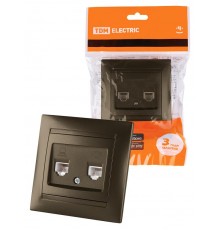 Розетка двойная телефонная RJ11  бронза "Лама"  SQ1815-0718  TDM