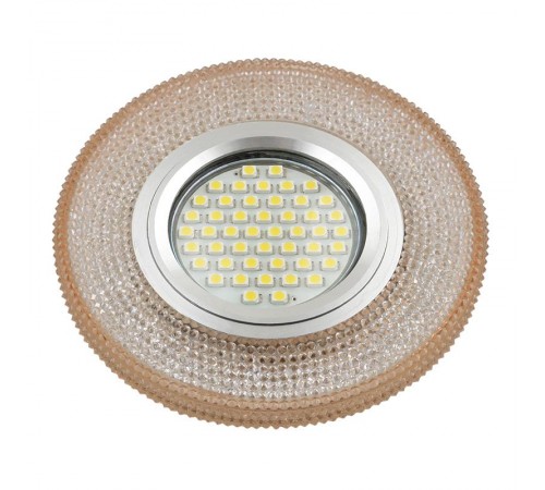 Светильник декор.встр Luciole DLS-L142 GU5.3 GLASSY/LIGHT TEA GU5.3 доп.LED подсветка 3Вт, стекл,зерк./светло-коричневый.  UL-00003881  Fametto