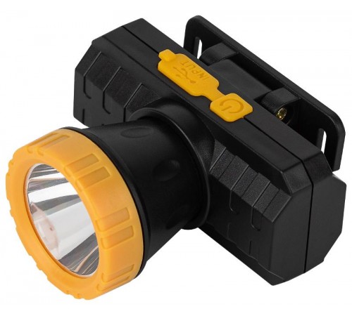 Фонарь налобный светодиодный GA-802 аккумуляторный мощный яркий 2 режима желто-черный  Б0055349  ЭРА