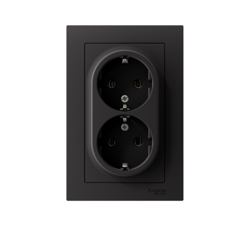 AtlasDesign Карбон Розетка 2-ая с заземлением, 16А, (в сборе с рамкой)  ATN001024  SE