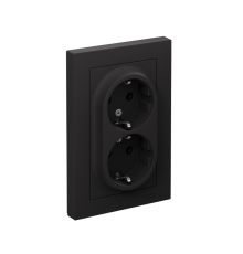 AtlasDesign Карбон Розетка 2-ая с заземлением, 16А, (в сборе с рамкой)  ATN001024  SE