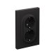 AtlasDesign Карбон Розетка 2-ая с заземлением, 16А, (в сборе с рамкой)  ATN001024  SE